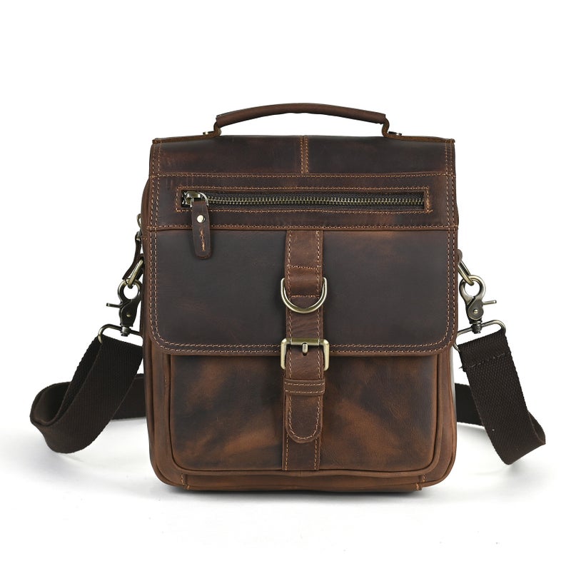 Men's Vintage Multi-Function Crazy Horse Leather Crossbody Bag 039 - Image 1