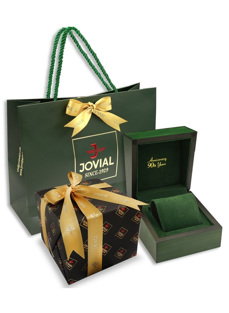 جوفيال - JOVIAL 1555 GSMC03E ساعة رجالية فاشن بسوار ستانلس ستيل ، 42 ملم ، أسود - Image 1