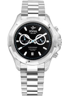 JOVIAL 1555 GSMC03E ساعة رجالية فاشن بسوار ستانلس ستيل ، 42 ملم ، أسود