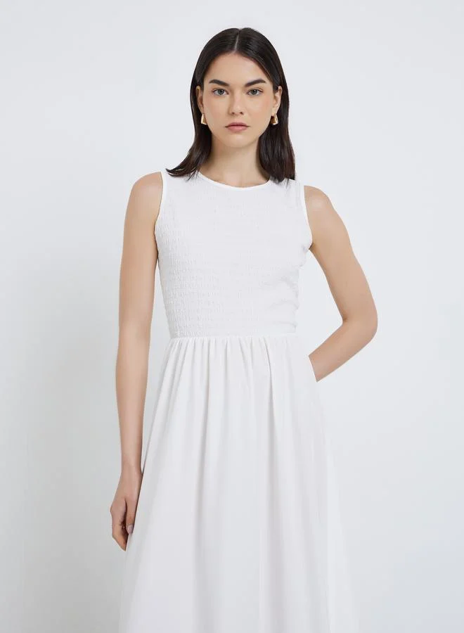 Take Two Take Two Solid Pleated Detail Sleeveless Maxi Dress