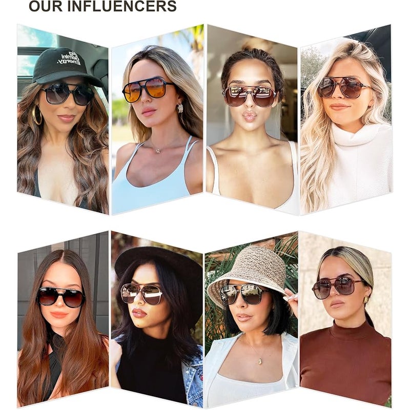 Sojos Retro Vintage Polarized Sunglasses Double Bridge Brow Bar Square Aviators SJ2174 - Image 3