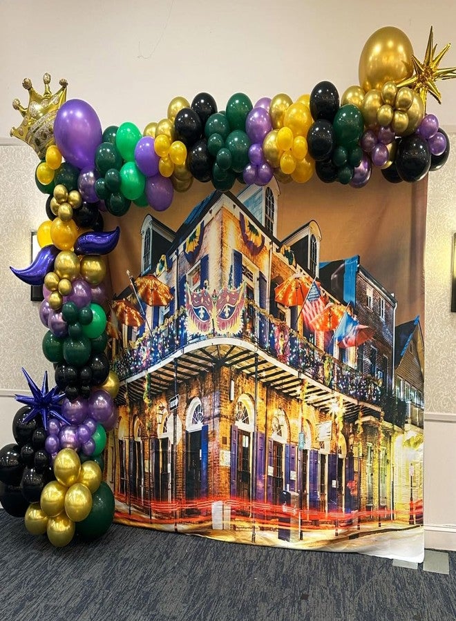 Loccor Fabric 7x5ft New Orleans Backdrop Night Pubs Bars Colorful Lights USA Landmark Photography Background Mardi Gras Birthday Party Decoration Portrait Photoshoot Booth Studio Props Wallpaper - Image 3