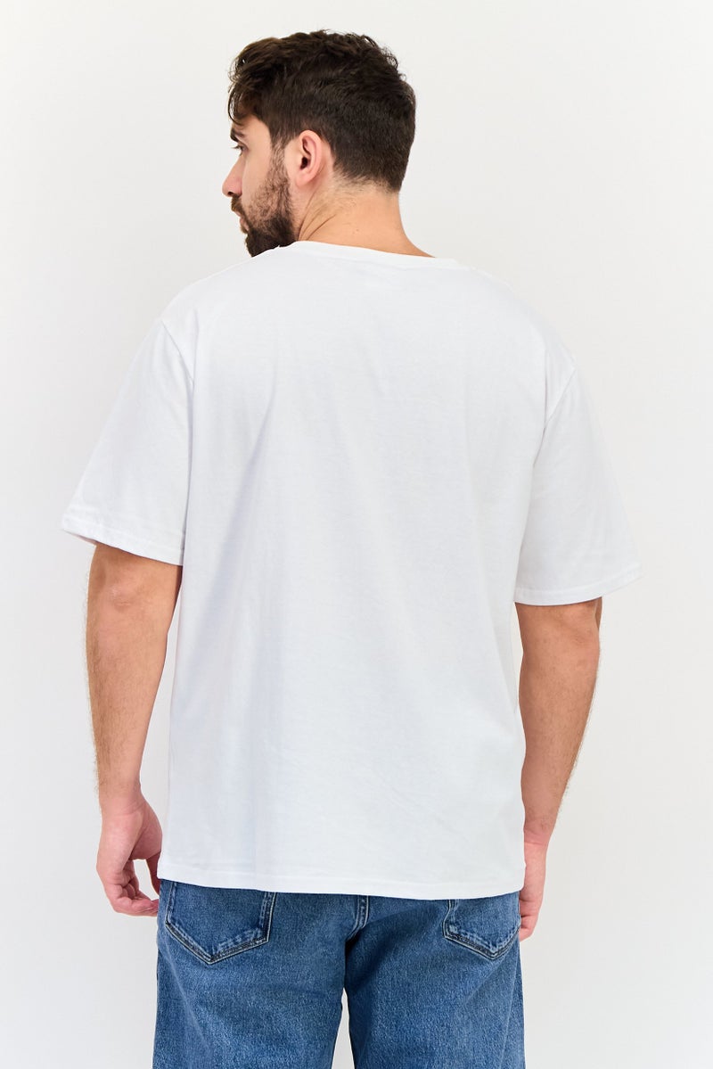 YOTO Men Crew Neck Short Sleeves Graphic Print T-Shirt, White - Image 3