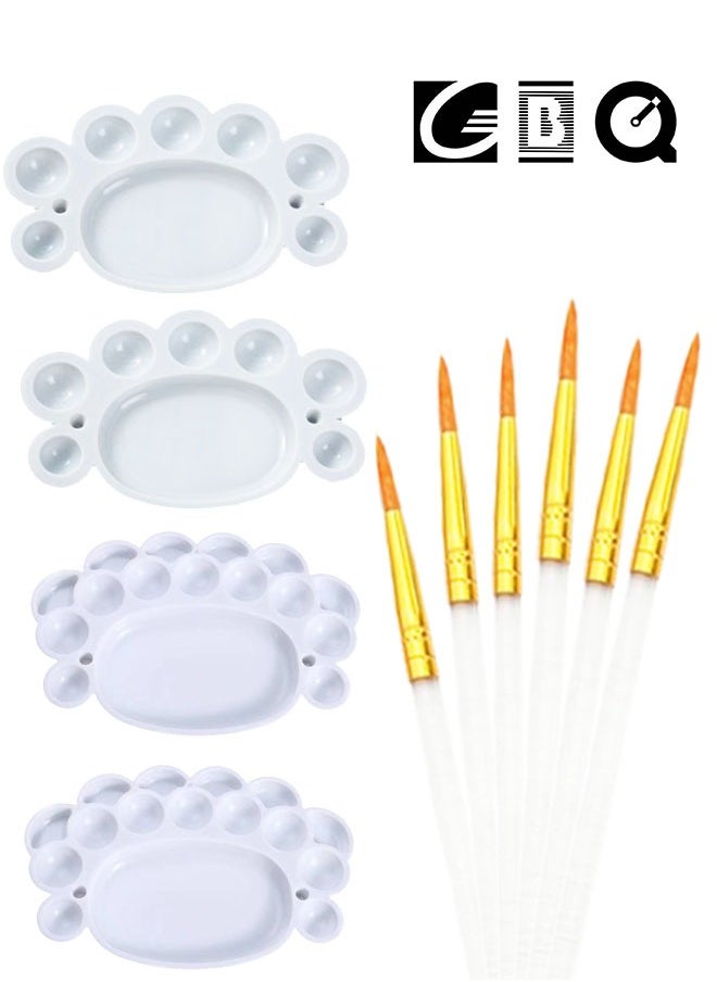 GBQ 4PCS Paint Tray 6PCS Paint Brush Painting Art Supplies for Student Artist Painting Beginners  - Image 1