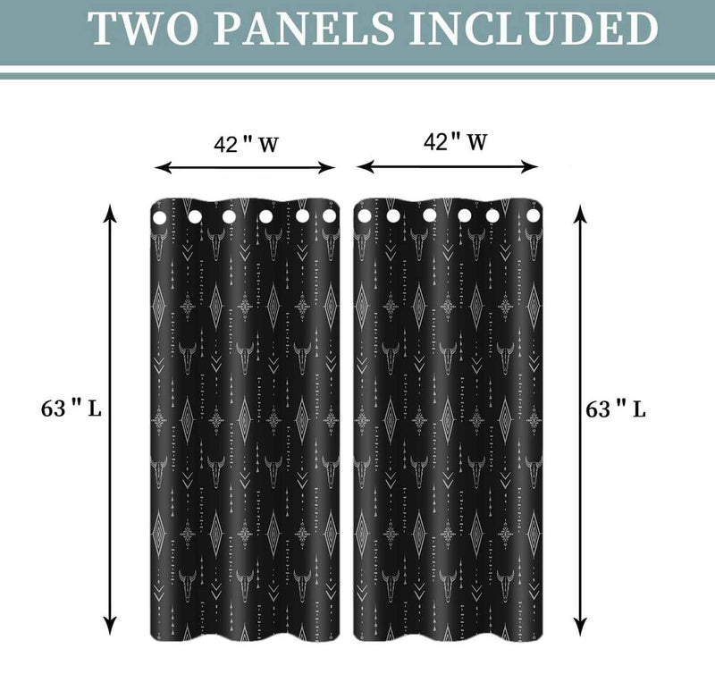 Ahbewin Tribal Aztec Print Window Strtain Planels 2 Pack Bull Skull Stripal Drages Western Blackout Stretains Room Darkening Window Stretains لغرفة المعيشة 42 × 63 بوصة Cllsah594 - Image 4