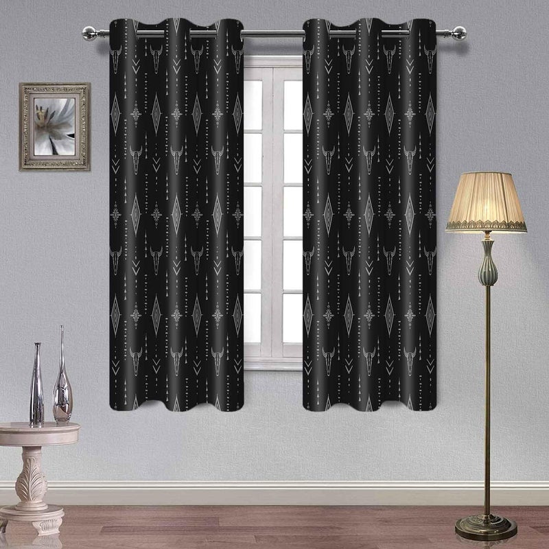 Ahbewin Tribal Aztec Print Window Strtain Planels 2 Pack Bull Skull Stripal Drages Western Blackout Stretains Room Darkening Window Stretains لغرفة المعيشة 42 × 63 بوصة Cllsah594 - Image 1