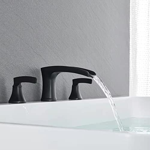 Artiqua Roman Tub Faucet Waterfall Tub Filler Black Deck Mount Bathtub Faucets 3 Hole Brass Bathroom Faucets with 2 Handles - Image 3