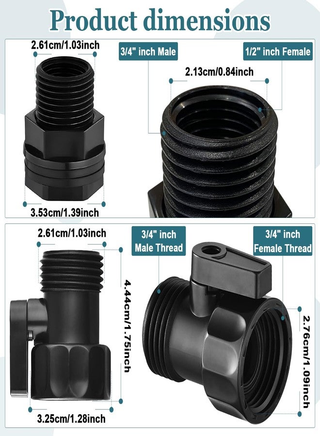 wantmatch 4 Pack 3/4'' Plastic Garden Hose Shut Off Valve Kit With 3/4 GHT Bulkhead Fitting for Rain Barrels Aquariums Water Tanks Tubs Pools Spigot - Image 2
