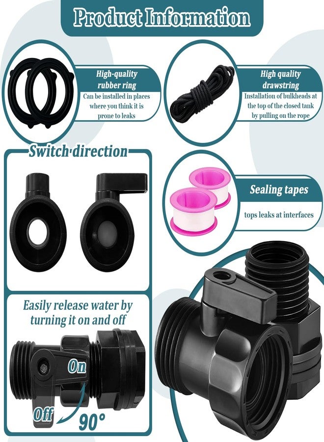 wantmatch 4 Pack 3/4'' Plastic Garden Hose Shut Off Valve Kit With 3/4 GHT Bulkhead Fitting for Rain Barrels Aquariums Water Tanks Tubs Pools Spigot - Image 4