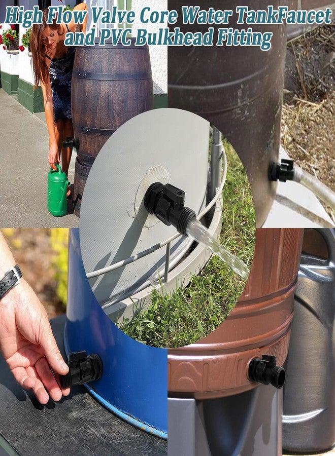 wantmatch 4 Pack 3/4'' Plastic Garden Hose Shut Off Valve Kit With 3/4 GHT Bulkhead Fitting for Rain Barrels Aquariums Water Tanks Tubs Pools Spigot - Image 5
