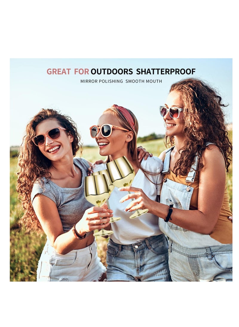 Barakah Stainless Steel Unbreakable Stemmed Glasses, Steel Goblets gold 17 oz Goblets Red, Shatterproof BPA Free Great for Outdoor Events, Picnic (2PCS,Gold) - Image 5