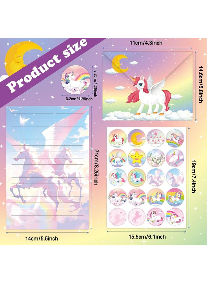 الأزرق جي دبليو قوس قزح يونيكورن مغلف الحصان ورقة الرسالة 160 قطعة من مجموعة أدوات الكتابة الإبداعية المتقدمة - Image 3