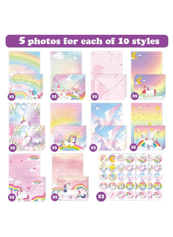 الأزرق جي دبليو قوس قزح يونيكورن مغلف الحصان ورقة الرسالة 160 قطعة من مجموعة أدوات الكتابة الإبداعية المتقدمة - Image 2