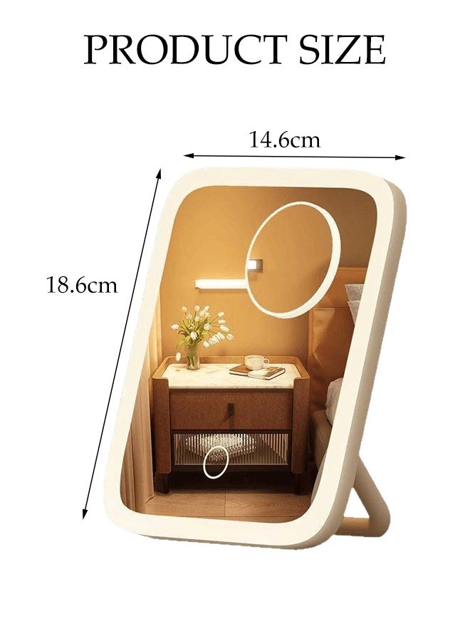 DUNISO Rechargeable Makeup Mirror with LED Light,3 Lighting Modes,Portable and Foldable Cosmetic Mirror,Dimmable Touch Screen,for Vanity Desk Table top, Bedroom - Image 2