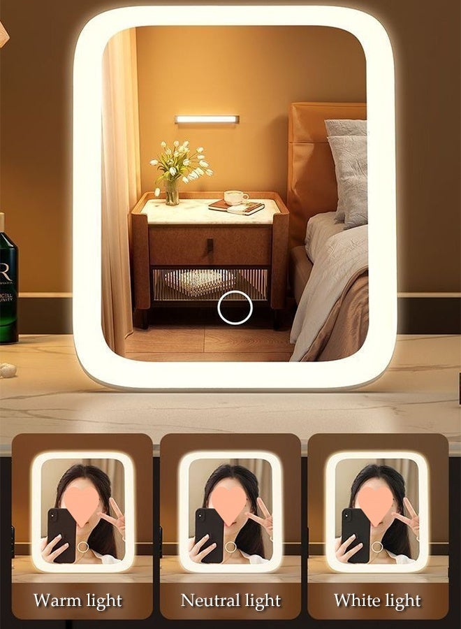 DUNISO Rechargeable Makeup Mirror with LED Light,3 Lighting Modes,Portable and Foldable Cosmetic Mirror,Dimmable Touch Screen,for Vanity Desk Table top, Bedroom - Image 5