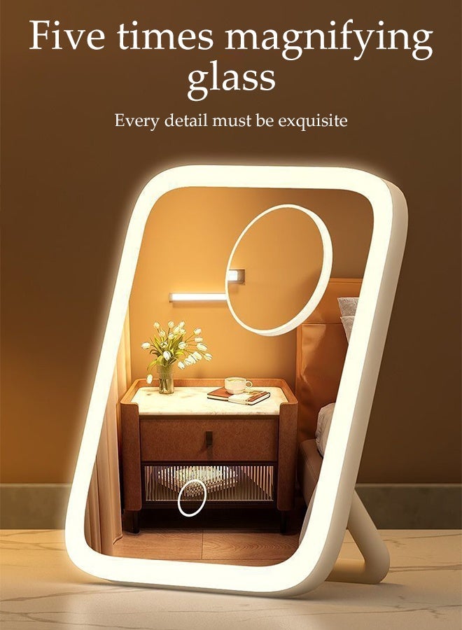 DUNISO Rechargeable Makeup Mirror with LED Light,3 Lighting Modes,Portable and Foldable Cosmetic Mirror,Dimmable Touch Screen,for Vanity Desk Table top, Bedroom - Image 4