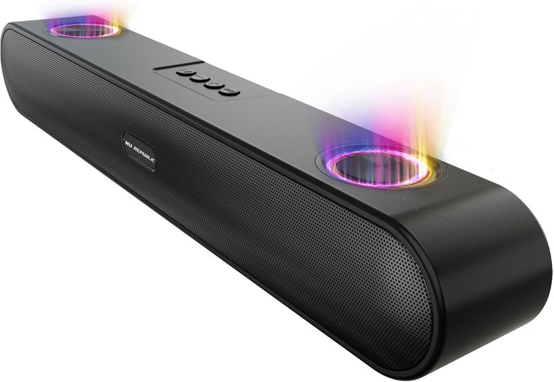 Nu Republic Party Box 16 Bluetooth Speaker, Soundbar with X-Bass Technology, Upto 10 Hrs Playtime, Multiple RGB LED Lights, 16 W Output (Black, 2.0 Channel) - Image 1