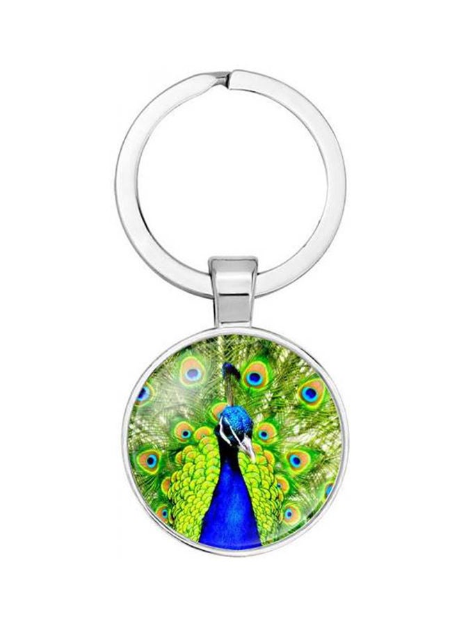 NIBEMINENT Green Peacock Opening Alloy Glass Keyrings