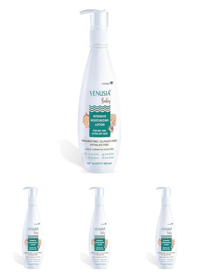 VENUSIA Dr. Reddy's Baby Intensive Moisturizing Lotion | Safe, Hydrating and Gentle | Goodness of Shea, Aloe, Cocoa and Mango Butter | Soothes Baby Skin | 300g (Pack of 4) - Image 1