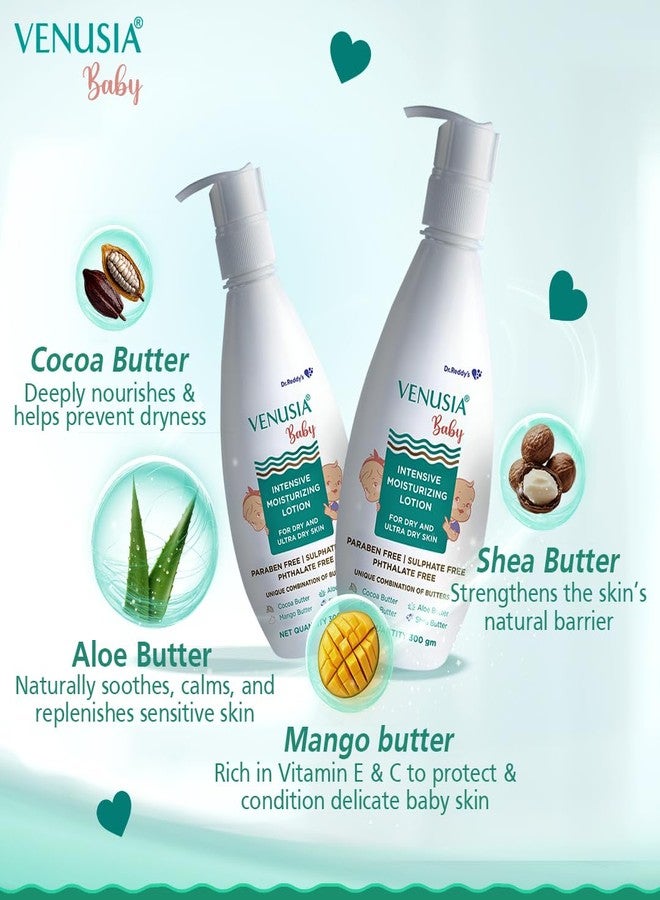 VENUSIA Dr. Reddy's Baby Intensive Moisturizing Lotion | Safe, Hydrating and Gentle | Goodness of Shea, Aloe, Cocoa and Mango Butter | Soothes Baby Skin | 300g (Pack of 4) - Image 5