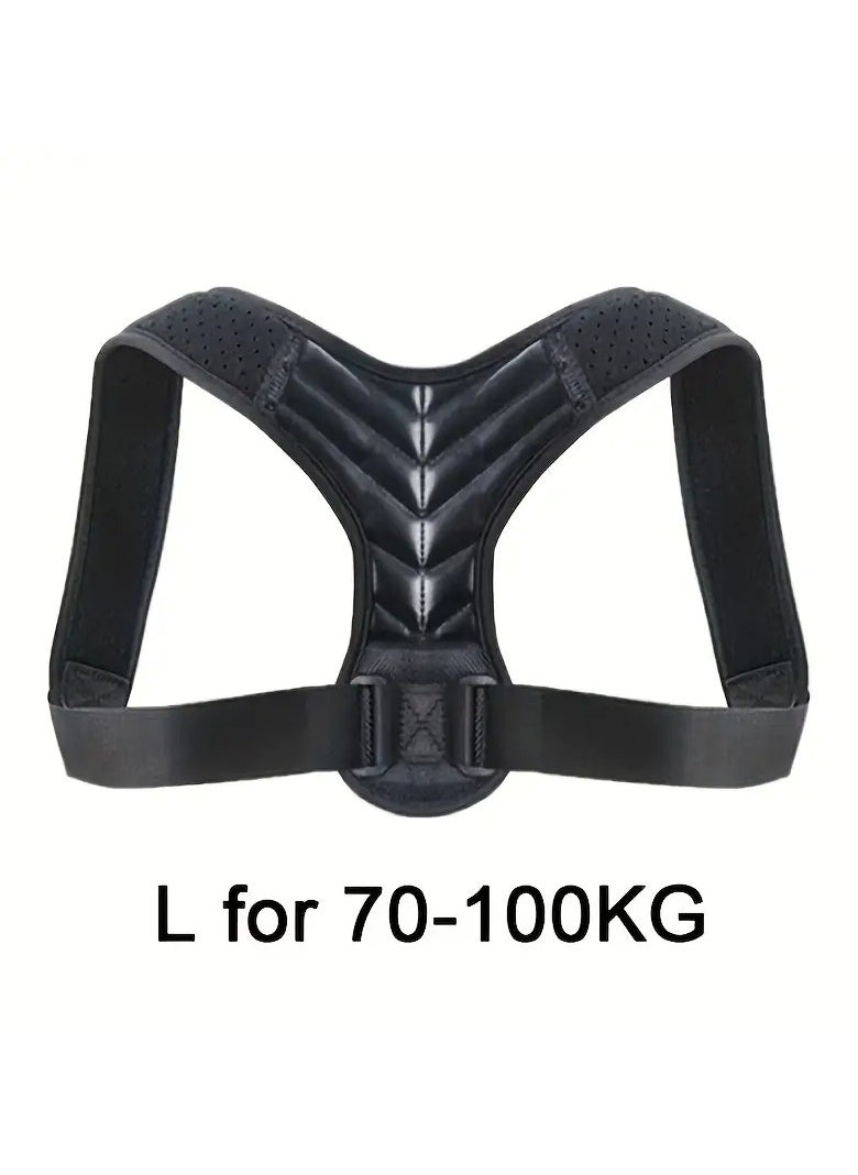 Goolsky 1pc Posture Corrector for Men and Women - Adjustable Back Support Brace with Breathable Faux Leather and Polyester, Durable Buckle, Woven Textile Material, 80%+ Content, Black  - Image 2