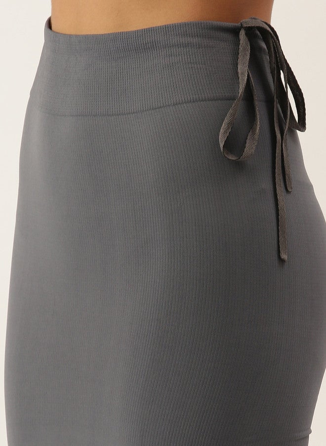 Red Rose RedRose Women Grey Microfiber Saree Shapewear with Elasticated Waistband - Image 5