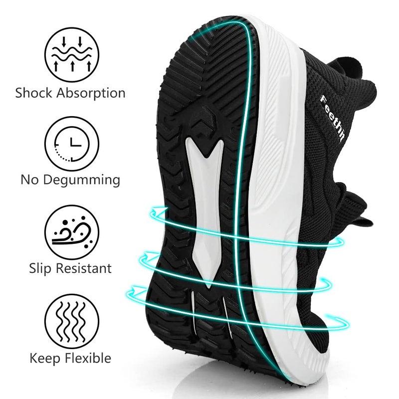 Feethit Mens Running Shoes Slip on Walking Tennis Shoes Lightweihgt Breathable Non Slip Fashion Sneakers for Work Gym Travel Black White 10 - Image 5