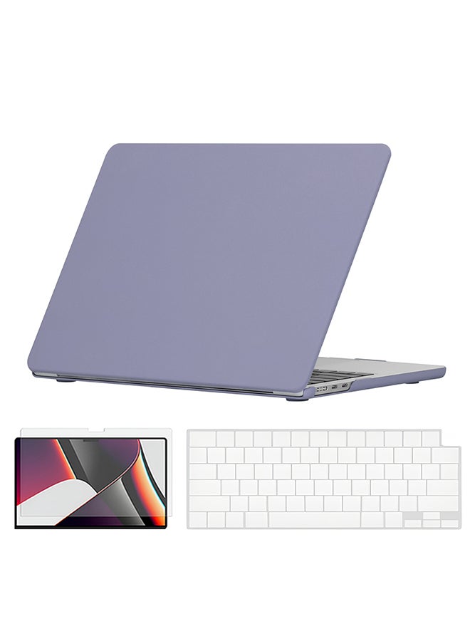 O Ozone Slim Candy Case Compatible with MacBook Air 15 inch (A2941) M2 2023, (A3114) M3 2024 Case with Keyboard Cover & Screen Protector,Lavender Grey