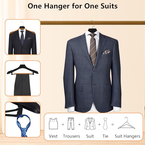 DEDU Plastic Extra Wide Suit Hangers, Pack of 15, Width: 17.7",Notched Shoulders & Metal Hooks, Black - Image 5