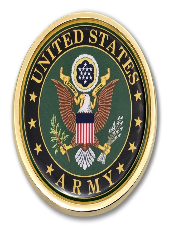 Elektroplate Officially Licensed United States Army Crest Gold Frame Small All Metal Emblem for Cars | Universal Fit at 3.0" x 3.0" | Weatherproof - Image 1