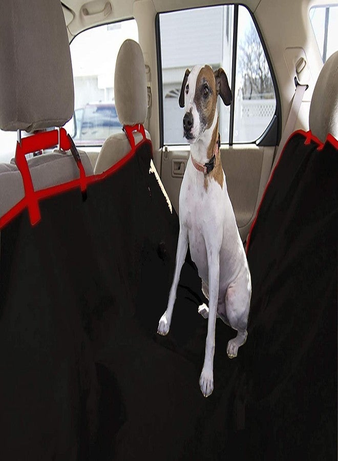 ShopBuy Waterproof Car Hammock Rear Seat Cover for Pets - 55 x 59 Inches (Black Red Rear) - Image 1
