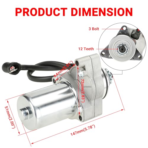 GREHUA 3 Bolt Starter Motor & Solenoid Relay Compatible with Tao tao Coolster 125cc 110cc 50cc Coleman Kazuma Baja Vitacci 4 Wheeler Quad Chinese ATV Parts Sandrail Roketa SSR Lifan Go Kart Pit Bike - Image 4