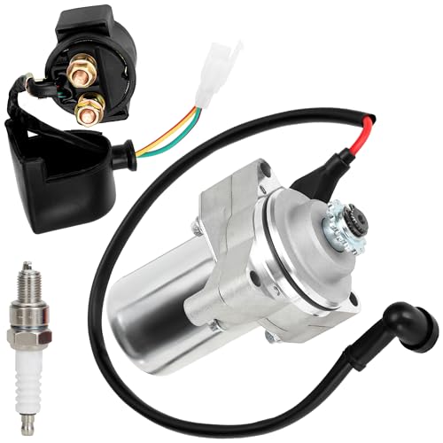 GREHUA 3 Bolt Starter Motor & Solenoid Relay Compatible with Tao tao Coolster 125cc 110cc 50cc Coleman Kazuma Baja Vitacci 4 Wheeler Quad Chinese ATV Parts Sandrail Roketa SSR Lifan Go Kart Pit Bike - Image 1