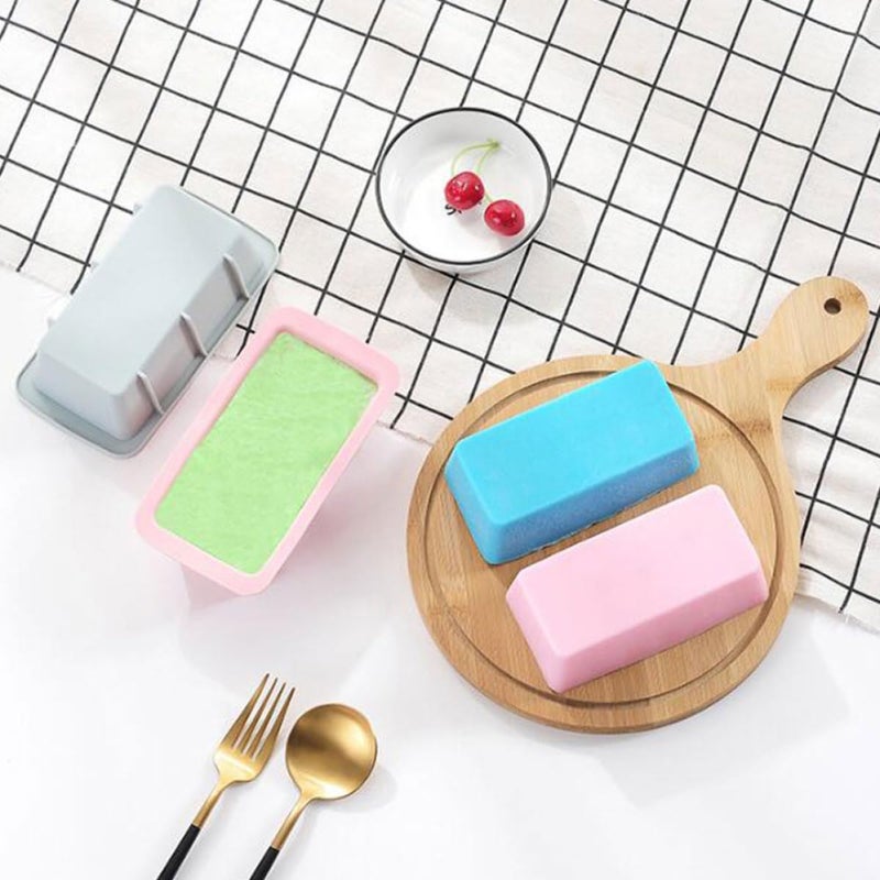 2pcs Blue Rectangular Silicone Baking Mold Nonstick Loaf Pan for Bread Cake Toast - Image 5