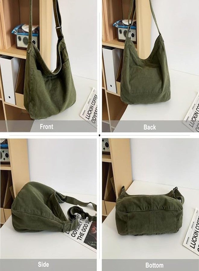 FUOCO Canvas Messenger Bag for Men Women - Vintage Crossbody Sling Bag for Laptop Travel Office College Gym - Aesthetic Shoulder Handbag One Side Tote Bag - Image 5