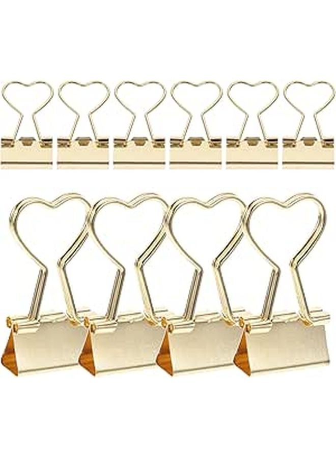 10Pcs Gold Heart Long Tail Binder Clips Small Metal Document Clips For Office Organizing - Image 1