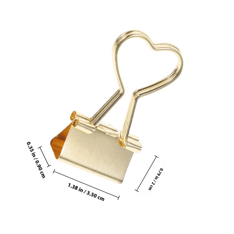 10Pcs Gold Heart Long Tail Binder Clips Small Metal Document Clips For Office Organizing - Image 3