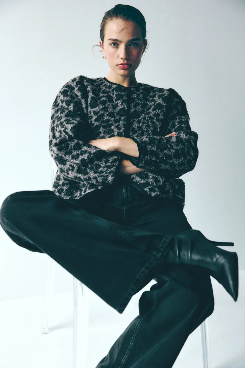 H&M Patterned teddy jacket