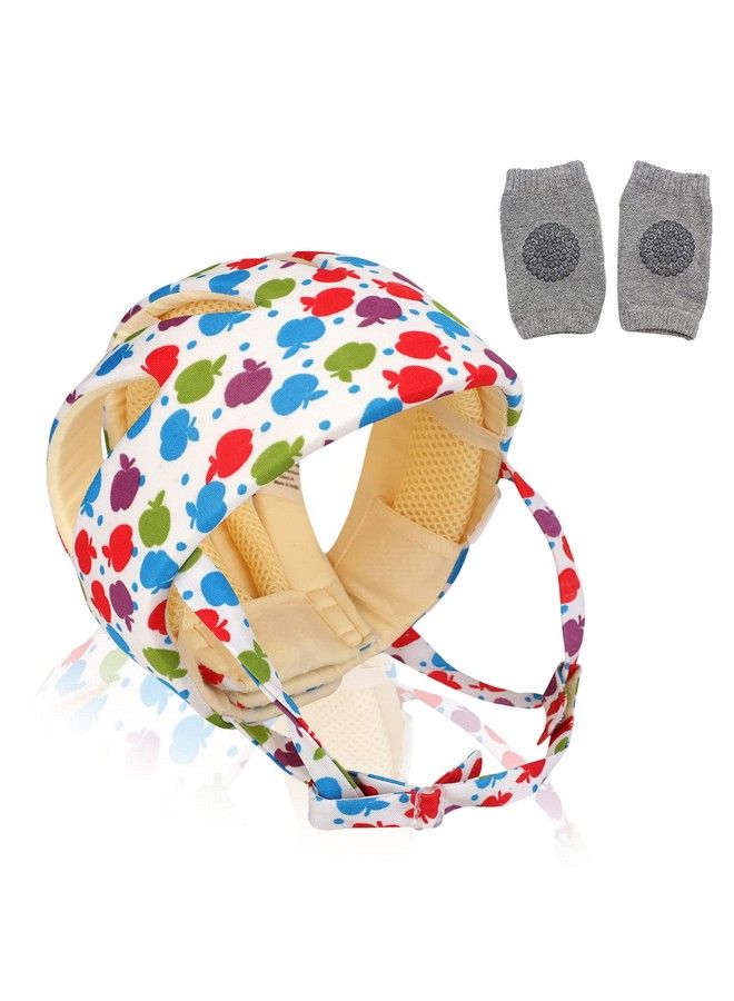 DearJoy Baby Safety Helmet With Corner Guard Used As Baby Head Protector + Kneepads (Apple Print)Pack Of 1 Multicolor - Image 1