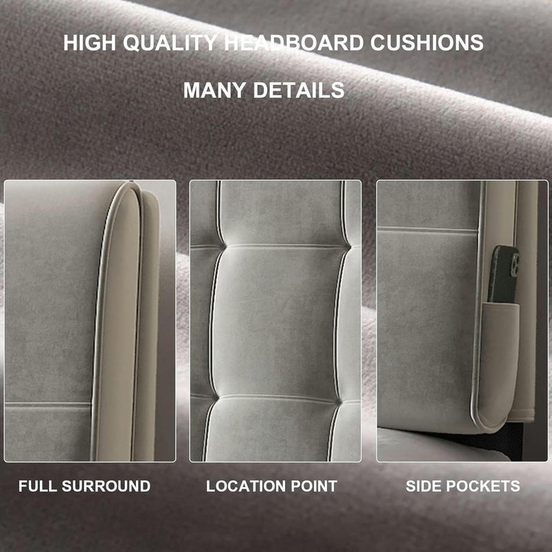AMNOOL Rectangular Headboard Upholstered Wall Mount Pillow Fleece Reading Support Cushion Large Rest Backrest Removable Lumbar Headboard Bolster for Tatami Daybed, Green1 - Image 5