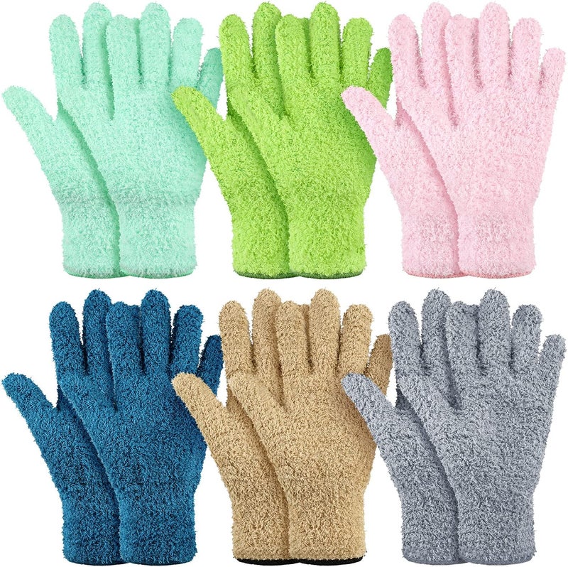 Bencailor 6 Pairs Microfiber Dusting Gloves, Dusting Cleaning Gloves Microfiber Gloves for Plants House Blinds Car Dust Mitt - Image 1