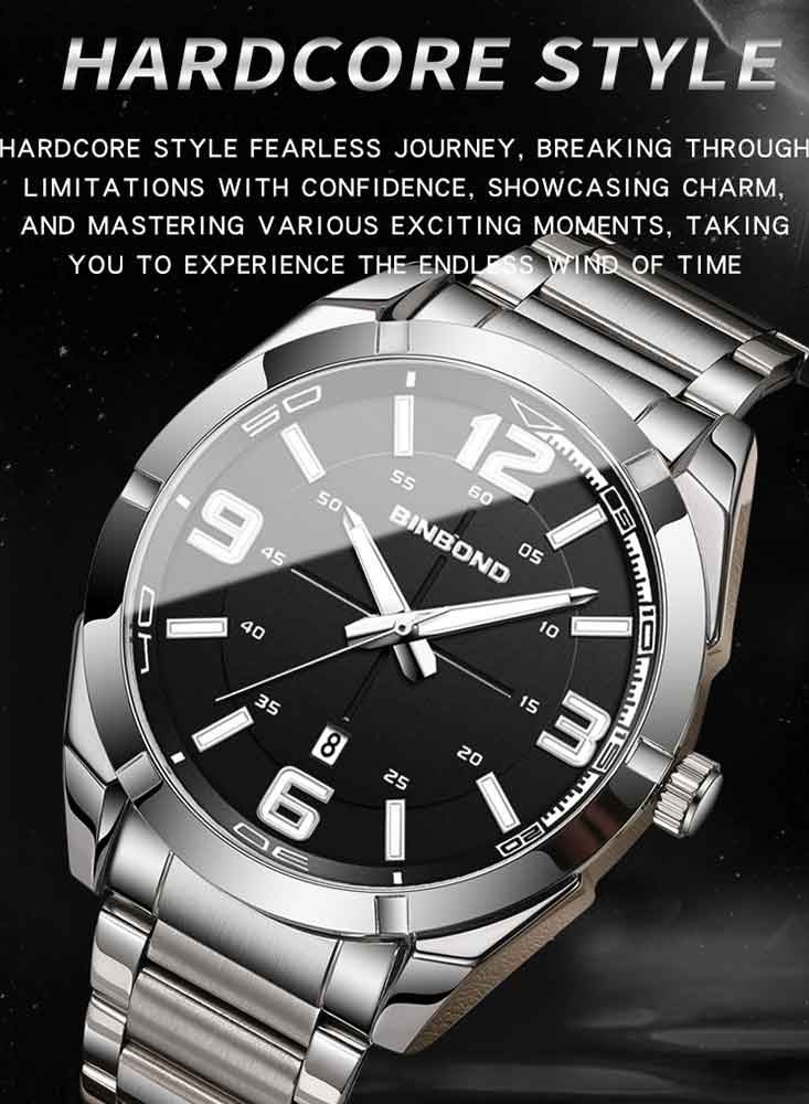 بينبوند ساعة يد رجالية كاجوال عصرية من الكوارتز مقاومة للماء ومضيئة ورياضية للأعمال - Image 2