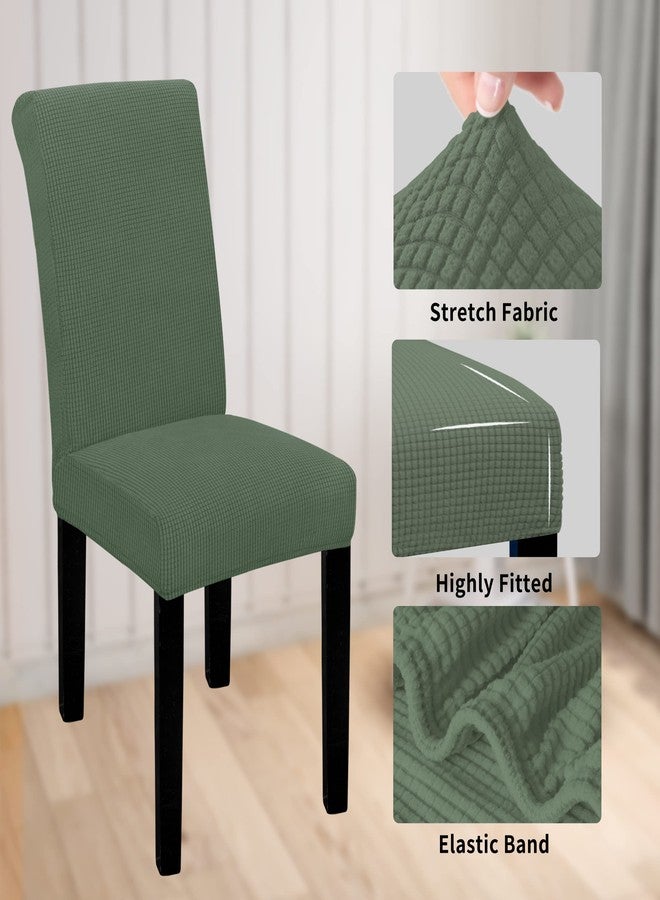 Easy-Going غطاء كرسي طعام مقاوم للماء 100% سهل الاستخدام مجموعة من 2، غطاء كرسي بارسون جاكار قابل للتمدد قابل للإزالة قابل للغسل لحماية الكراسي في المنزل، المطعم، الحفلات (كبير جداً، أخضر رمادي) - Image 4