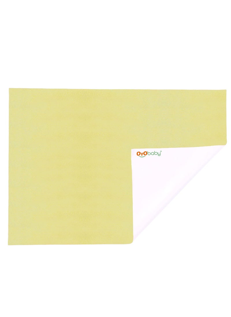 OYO BABY - OYO BABY 100% Waterproof Polycotton Toddler Baby Dry Sheet, Extra Absorbent Infant Bed Sheet for New Born & Toddler Babies, Baby Bed Protector for Toddler Children, Medium Size, 100 X 70 cm, Yellow - Image 1