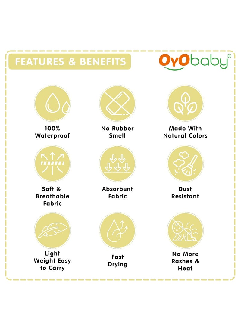 OYO BABY - OYO BABY 100% Waterproof Polycotton Toddler Baby Dry Sheet, Extra Absorbent Infant Bed Sheet for New Born & Toddler Babies, Baby Bed Protector for Toddler Children, Medium Size, 100 X 70 cm, Yellow - Image 1