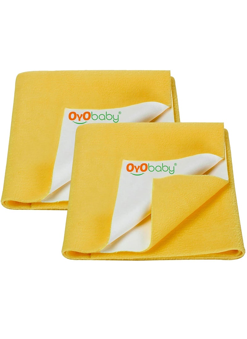OYO BABY - OYO BABY 100% Waterproof Polycotton Toddler Baby Dry Sheet, Extra Absorbent Infant Bed Sheet for New Born & Toddler Babies, Baby Bed Protector for Toddler Children, Medium Size, 100 X 70 cm, Yellow - Image 1