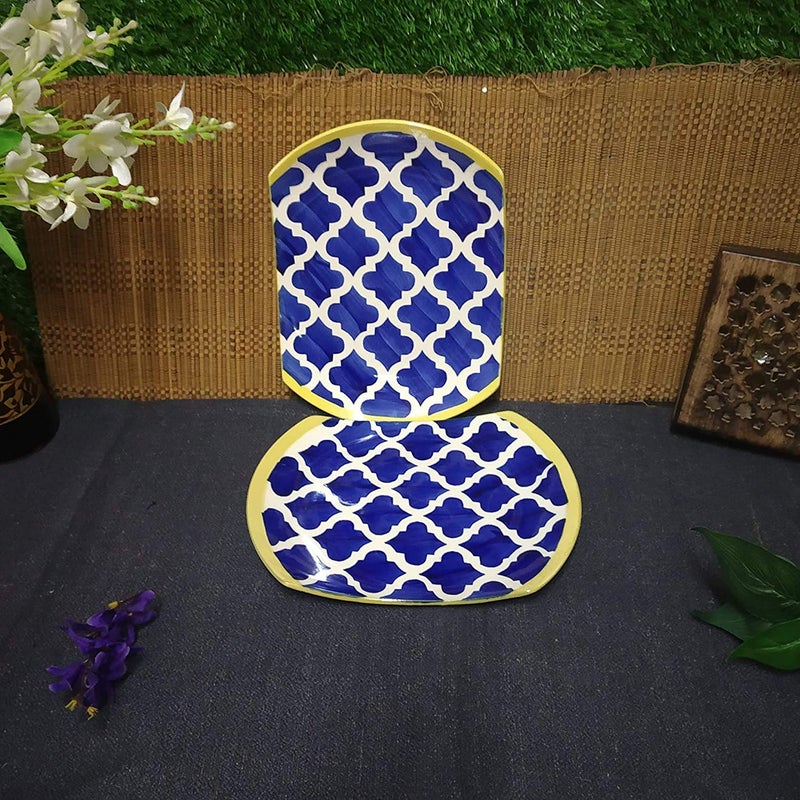 Caffeine Ceramic Handmade Blue Umrao Combo Dinner Set (5 pcs.) - Image 3