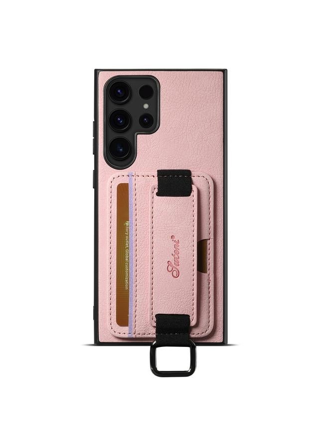 Suteni Case For Samsung Galaxy S23 Ultra 5G H13 Litchi Leather Wrist Strap Wallet Back Phone Case - Image 1