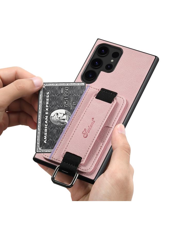 Suteni Case For Samsung Galaxy S23 Ultra 5G H13 Litchi Leather Wrist Strap Wallet Back Phone Case - Image 4