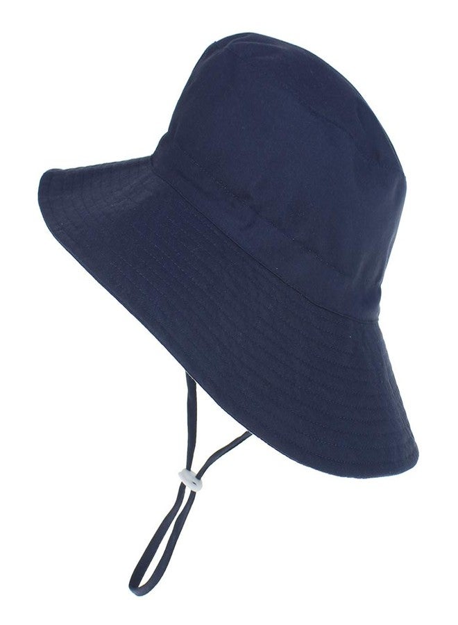 Reyow Baby Sun Hat Toddler Beach Swim Hats UPF 50+ Summer Bucket Hat Kids Infant Wide Brim Adjustable Sun Hat for Baby Boy Girls Navy - Image 1